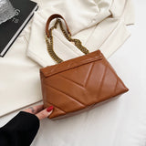 Women's Crossbody Bag PU Leather Handbag Shoulder Purse Casual Chain Design