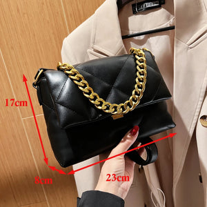 Women's Crossbody Bag PU Leather Handbag Shoulder Purse Casual Chain Design