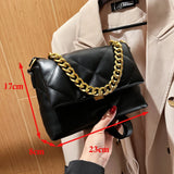 Women's Crossbody Bag PU Leather Handbag Shoulder Purse Casual Chain Design