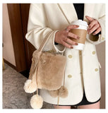 Chic Plush Bucket Bag for Women - Beach Lady Travel Purse