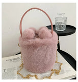 Chic Plush Bucket Bag for Women - Beach Lady Travel Purse