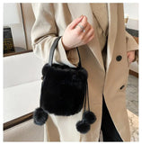 Chic Plush Bucket Bag for Women - Beach Lady Travel Purse