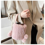 Chic Plush Bucket Bag for Women - Beach Lady Travel Purse
