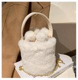 Chic Plush Bucket Bag for Women - Beach Lady Travel Purse