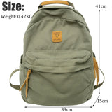 Canvas Green Laptop Student Bag Women Men College Bag Backpack