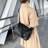 Casual Quilted Bucket Crossbody Bag for Women Warm Winter Large Capacity