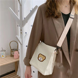 Casual Bear Messenger Bag Girl Canvas Shoulder Bag Women Crossbody Bag