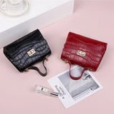 Casual PU Chain Buckle Messenger Bag Crocodile Pattern Shoulder Bag