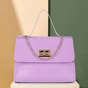 Casual PU Chain Buckle Messenger Bag Crocodile Pattern Shoulder Bag