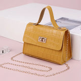 Casual PU Chain Buckle Messenger Bag Crocodile Pattern Shoulder Bag
