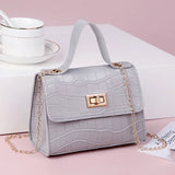 Casual PU Chain Buckle Messenger Bag Crocodile Pattern Shoulder Bag