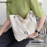 Casual Large Capacity Tote Women Straw Handbags Woven Lady Shoulder Bags