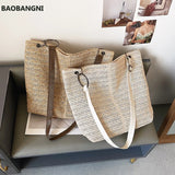 Casual Large Capacity Tote Women Straw Handbags Woven Lady Shoulder Bags