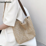 Casual Large Capacity Tote Women Straw Handbags Woven Lady Shoulder Bags