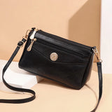 Casual Leather Shoulder Bag Double Zipper Small Women's Messenger Bag