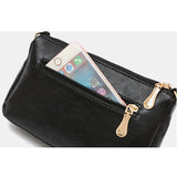 Casual Leather Shoulder Bag Double Zipper Small Women's Messenger Bag