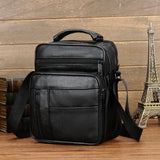 Men's Split Leather Mini Crossbody Bag Business Small Shoulder Messenger Bag