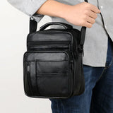 Men's Split Leather Mini Crossbody Bag Business Small Shoulder Messenger Bag