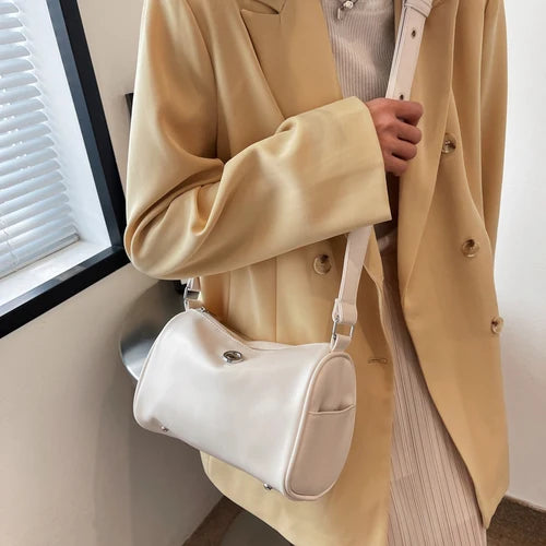 Casual PU Leather Women Shoulder Boston Bags High Ladies Solid Crossbody Bags