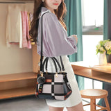 Casual Plaid Shoulder Bag Stitching Wild Messenger Female Totes