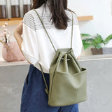Soft Leather Shoulder Bag Backpacks Drawstring Pu Leather Bags For Women