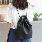 Soft Leather Shoulder Bag Backpacks Drawstring Pu Leather Bags For Women