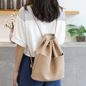 Soft Leather Shoulder Bag Backpacks Drawstring Pu Leather Bags For Women