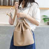 Soft Leather Shoulder Bag Backpacks Drawstring Pu Leather Bags For Women