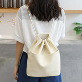 Soft Leather Shoulder Bag Backpacks Drawstring Pu Leather Bags For Women