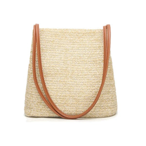 Straw Beach Bag Large Capacity Rattan Shoulder Bucket Bags