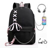 Casual Women Backpack Large Capacity Student School Bags USB Charging