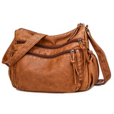 Soft Leather Shoulder Bag Multi-pocket Crossbody Handbag