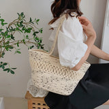 Women Straw Shoulder Crossbody Bag Beach Vacation Handbag