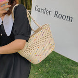 Women Straw Shoulder Crossbody Bag Beach Vacation Handbag