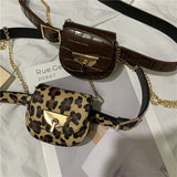 Chain Fanny Pack Women Leather Waist Bag Chest Pack Female Belt Bags