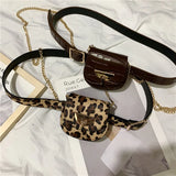 Chain Fanny Pack Women Leather Waist Bag Chest Pack Female Belt Bags