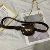 Chain Fanny Pack Women Leather Waist Bag Chest Pack Female Belt Bags