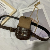 Chain Fanny Pack Women Leather Waist Bag Chest Pack Female Belt Bags