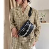Chain Leather Waist Bag Women Chest Pack Mini Belt Bag