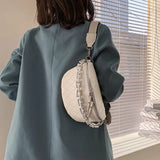 Chain Leather Waist Bag Women Chest Pack Mini Belt Bag