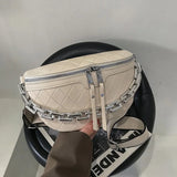 Chain Leather Waist Bag Women Chest Pack Mini Belt Bag