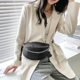 Chain Fanny pack Leather Waist Bag Chest pack Female Belt Bags