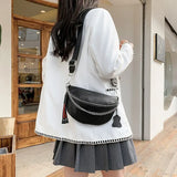 Chain Fanny pack Leather Waist Bag Chest pack Female Belt Bags