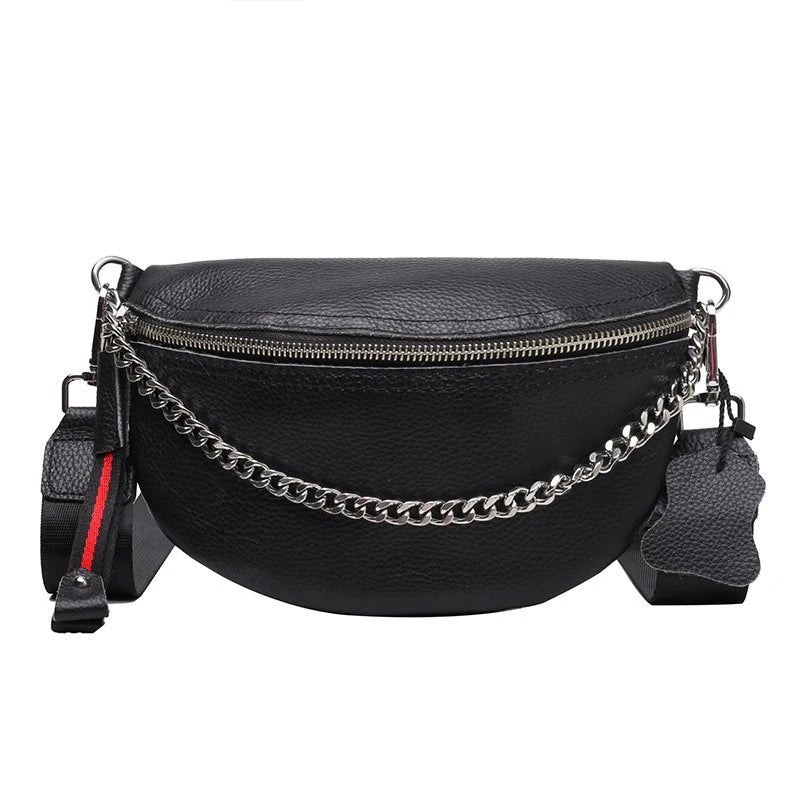 Chain Fanny pack Leather Waist Bag Chest pack Female Belt Bags