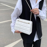 Small Diamond Plaid Embroidery Shoulder Bag Retro Textured Messenger