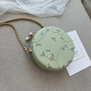 Embroidered Flowers Crossbody Bag for Women Small Messenger Handbag