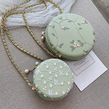 Embroidered Flowers Crossbody Bag for Women Small Messenger Handbag