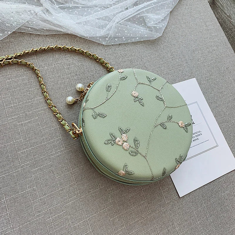 Embroidered Flowers Crossbody Bag for Women Small Messenger Handbag