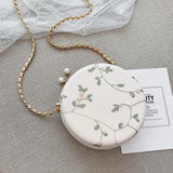Embroidered Flowers Crossbody Bag for Women Small Messenger Handbag