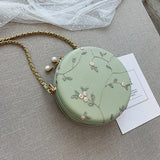 Embroidered Flowers Crossbody Bag for Women Small Messenger Handbag